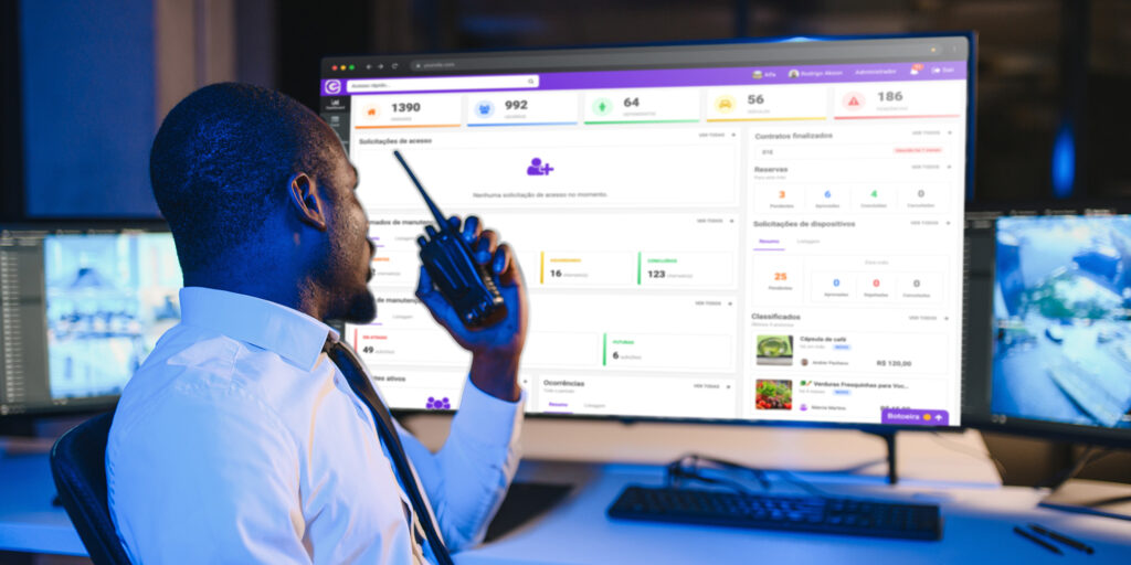 Dashboard do sistema eCondos com controle de acesso digital